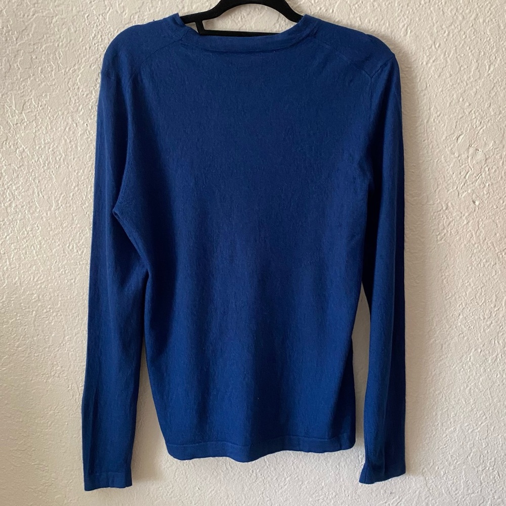 Neiman Marcus $250 Scoop Neck Sweater Size L Blue Silk Cashmere Sweater Weather - Picture 4 of 8